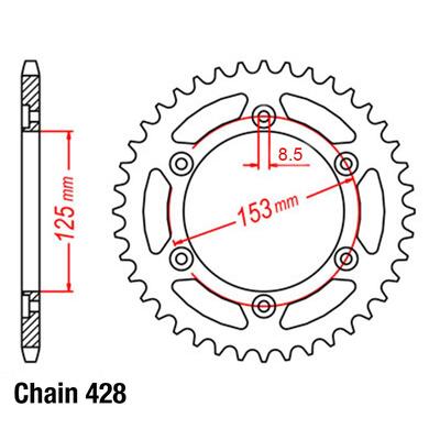 Rear Sprocket - Steel 49T 428P