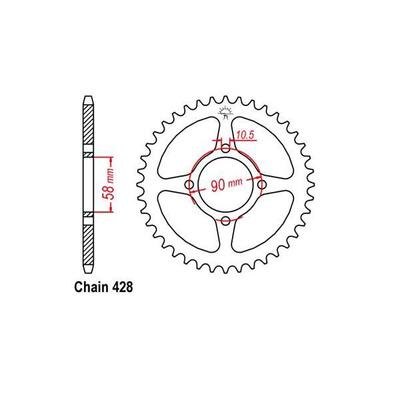 Link Rear Sprocket - Honda - 428 - Steel - 42