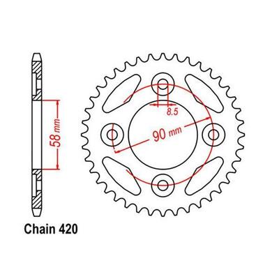 Rear Sprocket - Honda - 420 - Steel - 34T