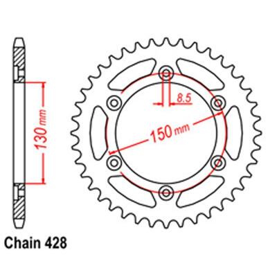 Rear Sprocket Steel 52T 428