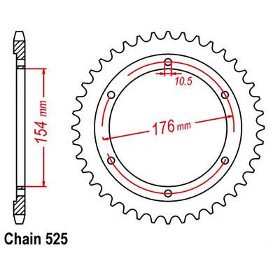 Rear Sprocket - Steel 44T 525P