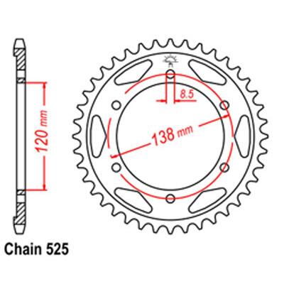 Rear Sprocket - Steel 38T 525P