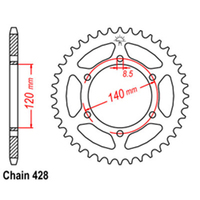 Rear Sprocket - Steel 44T 428P