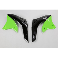 UFO Kawasaki Radiator Shrouds KX450F 2006-2007 - Black/Green