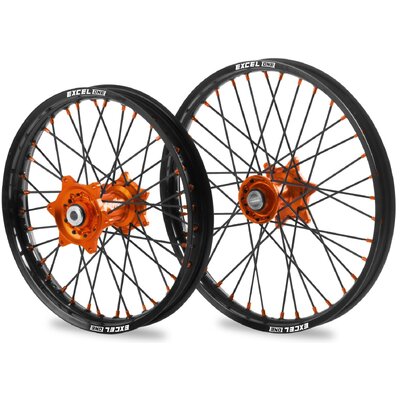 KITE EXCEL ONE SPORT WHEEL SET KTM EXC EXCF 03-23 ORANGE HUB BLACK SPOKES