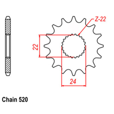 Front Sprocket - Steel 14T 520P