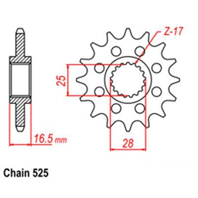 Front Sprocket - Steel 16T 525P