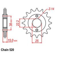 Front Sprocket Steel 15T 520 Ducati