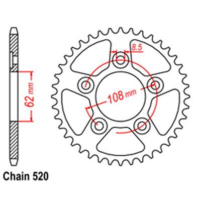 Rear Sprocket - Steel 42T 520P