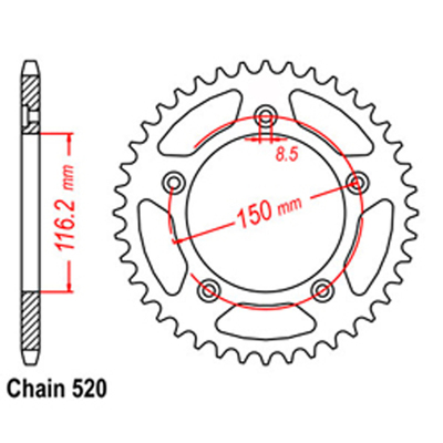 Rear Sprocket Steel 42T 520 Aprilia