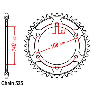 Rear Sprocket - Steel 41T 525P