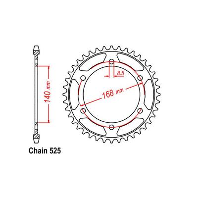 Rear Sprocket - Steel 47T 525P