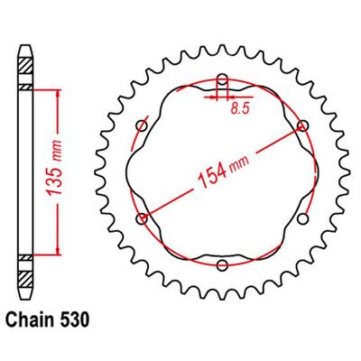 Rear Sprocket - Steel 40T 530P   - 760 Or 770 Adaptor Required