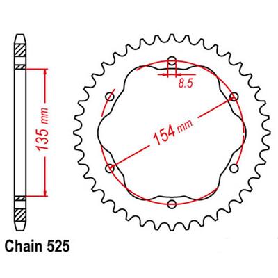 Rear Sprocket - Steel 43T 525P   - 760 Or 770 Adaptor Required