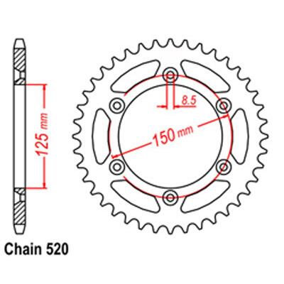 Rear Sprocket - Steel 47T 520P