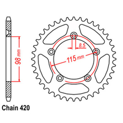 Rear Sprocket - Steel 52T 420P