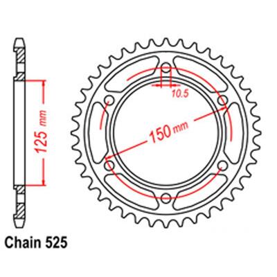 Rear Sprocket - Steel 45T 525P