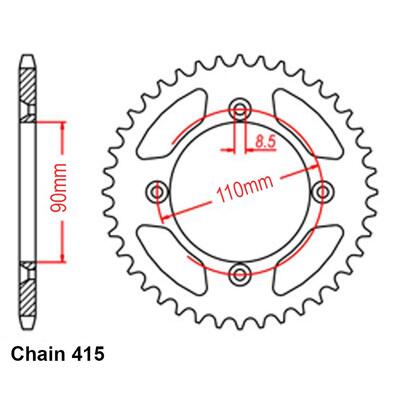 Rear Sprocket - Steel 44T 415P