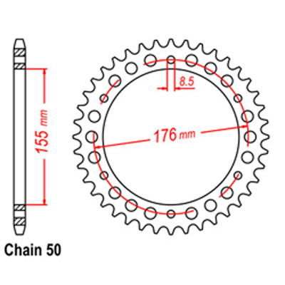 Rear Sprocket Steel 43T 530 Triumph