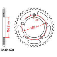 Rear Sprocket Steel 42T 520 Aprilia