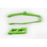 UFO Chain Guide & Swingarm Chain Slider Kit - Kawasaki KXF 250 17-20/KXF 450 16-18 - Green