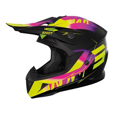 Shot Pulse X-Treme Kids Glossy Helmet - Pink/Neon Yellow