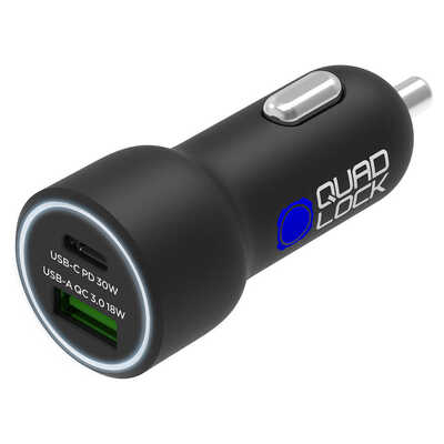 Quad Lock 12V Dual USB Car Charger - USB-C & USB-A