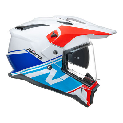 Nitro MX780 Adventure Gloss Helmet - White/Light Blue/Red/Blue