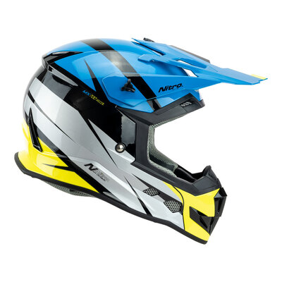 Nitro MX700 Recoil Helmet - Blue/Black/Grey/Fluro Yellow