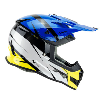 Nitro MX700 Recoil Helmet - Black/Blue/White/Fluro Yellow