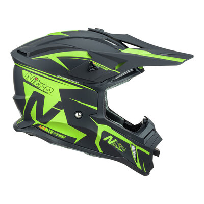 Nitro MX760 Satin Helmet - Black/Fluro Green