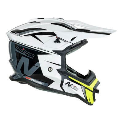 Nitro MX760 Helmet - White/Grey/Fluro Green