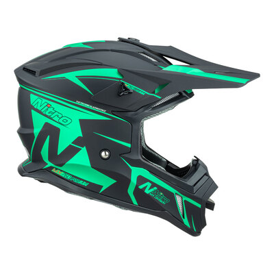 Nitro MX760 Satin Helmet - Black/Teal