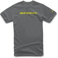 Alpinestars Linear Wordmark Tee - Charcoal/Fluro Yellow - M