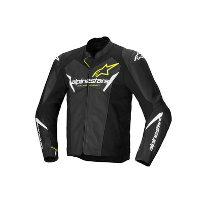 Alpinestars Faster V3 Air Leather Jacket - Black/White/Fluro Yellow