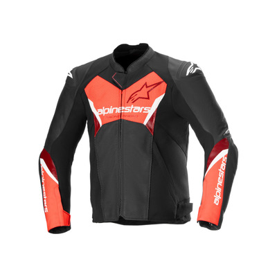 Alpinestars Faster V3 Air Leather Jacket - Black/Fluro Red