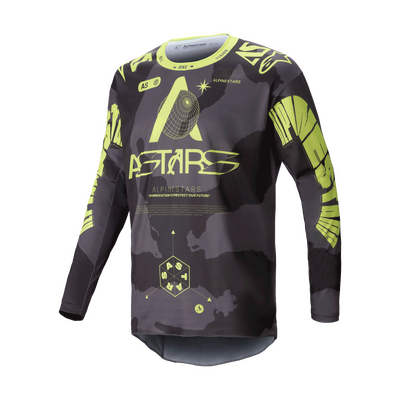 Alpinestars 2025 Racer Hollow Jersey  - Bark Camo/Fluro Yellow