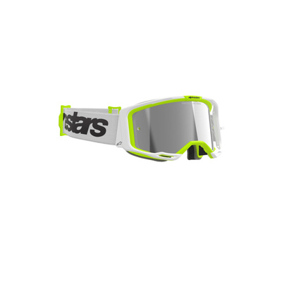 Alpinestars Vision 8 Wordmark Goggle - Mirror Silver Lens - White/Fluro Yellow - OS