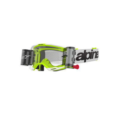 Alpinestars Vision 8 Wordmark Goggle - White/Fluro Yellow/Clear Roll Off Lens