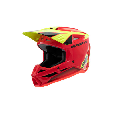 Alpinestars 2025 SM-3 Youth Fray Helmet ECE06  - Red/Fluro Yellow/Black