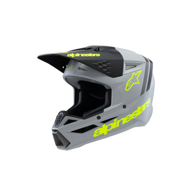 Alpinestars 2025 SM-3 Youth Radium Helmet ECE06  - Grey/Black/Fluro Yellow
