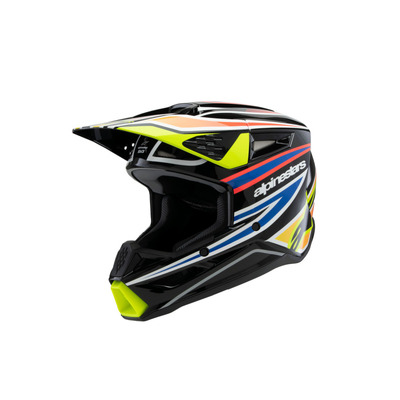 Alpinestars 2025 SM-3 Youth Wurx Helmet ECE06  - Black/Fluro Yellow/Blue/Red