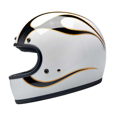 Biltwell Gringo ECE R22.06 Helmet - Gloss White / Black Flames