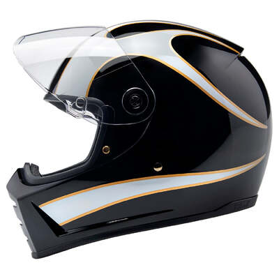 Biltwell Lane Splitter ECE R22.06 Helmet - Gloss Black / Gloss White Flames