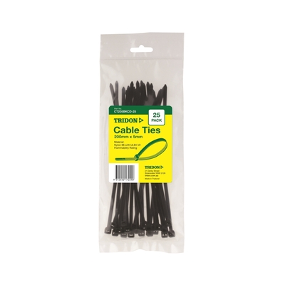 Tridon Cable Tie Black 200 X 5mm Pk25