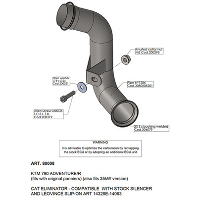 LeoVince Lv Link Pipe (Cat Elim.) - Stainless - 790/890 Adv 19>23 / Nord 901 / Cf 800Mt