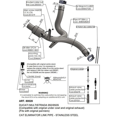 LeoVince Lv Link Pipe (Cat Elim.) - Stainless - Mstrada 950/S 21> (Comp W Orig. Exhaust, Pann, Under Cowl)