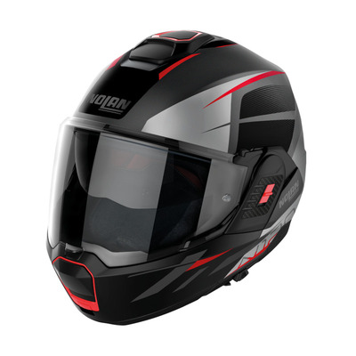 Nolan N120-1 Flip Over Nightlife Helmet - Flat Grey/Black/Red