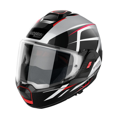 Nolan N120-1 Flip Over Nightlife Helmet - White/Black/Red