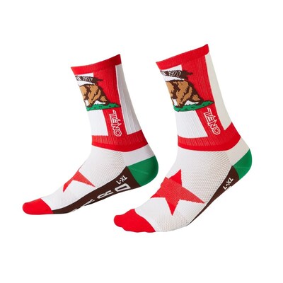 Oneal MTB Perfomance California Socks - Red/White/Brown - 39/42